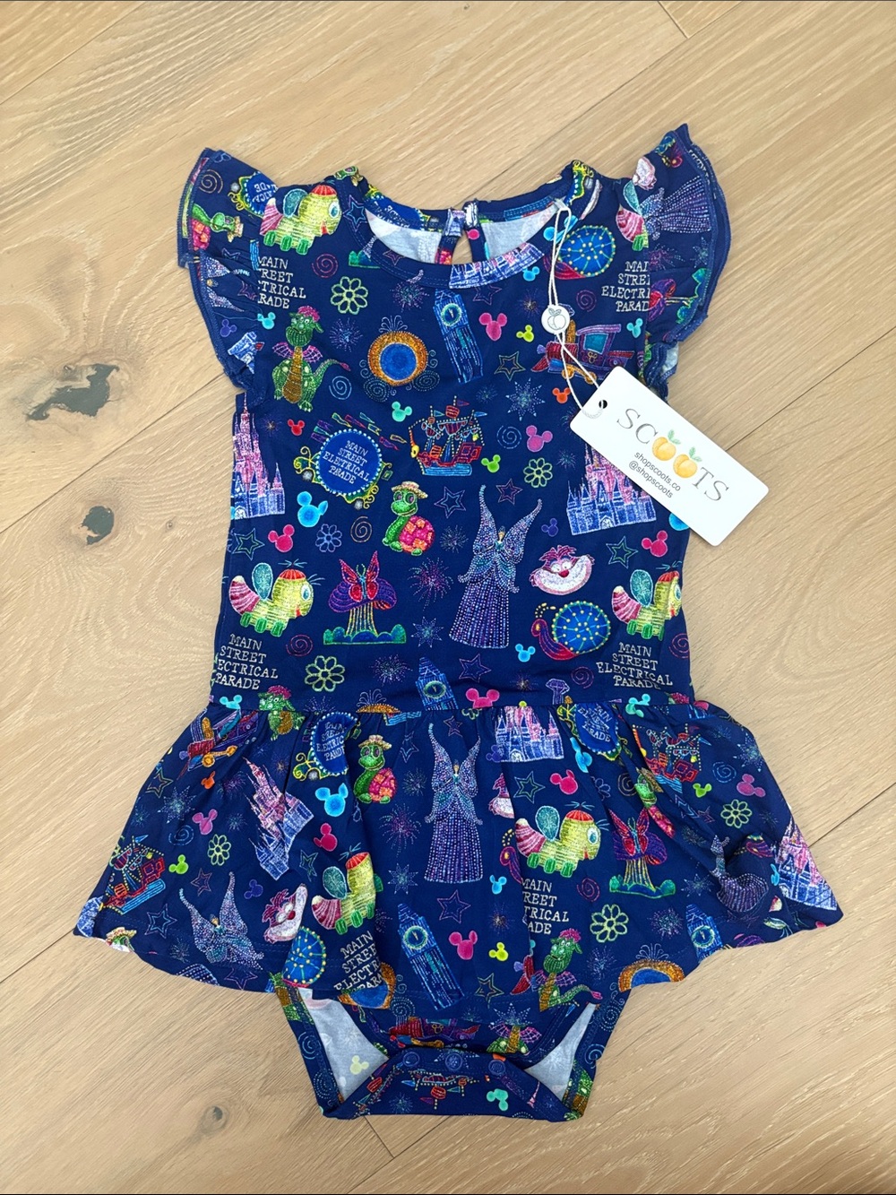 NWT Scoots Main Street Electric Parade bodysuit dress 2T/3T